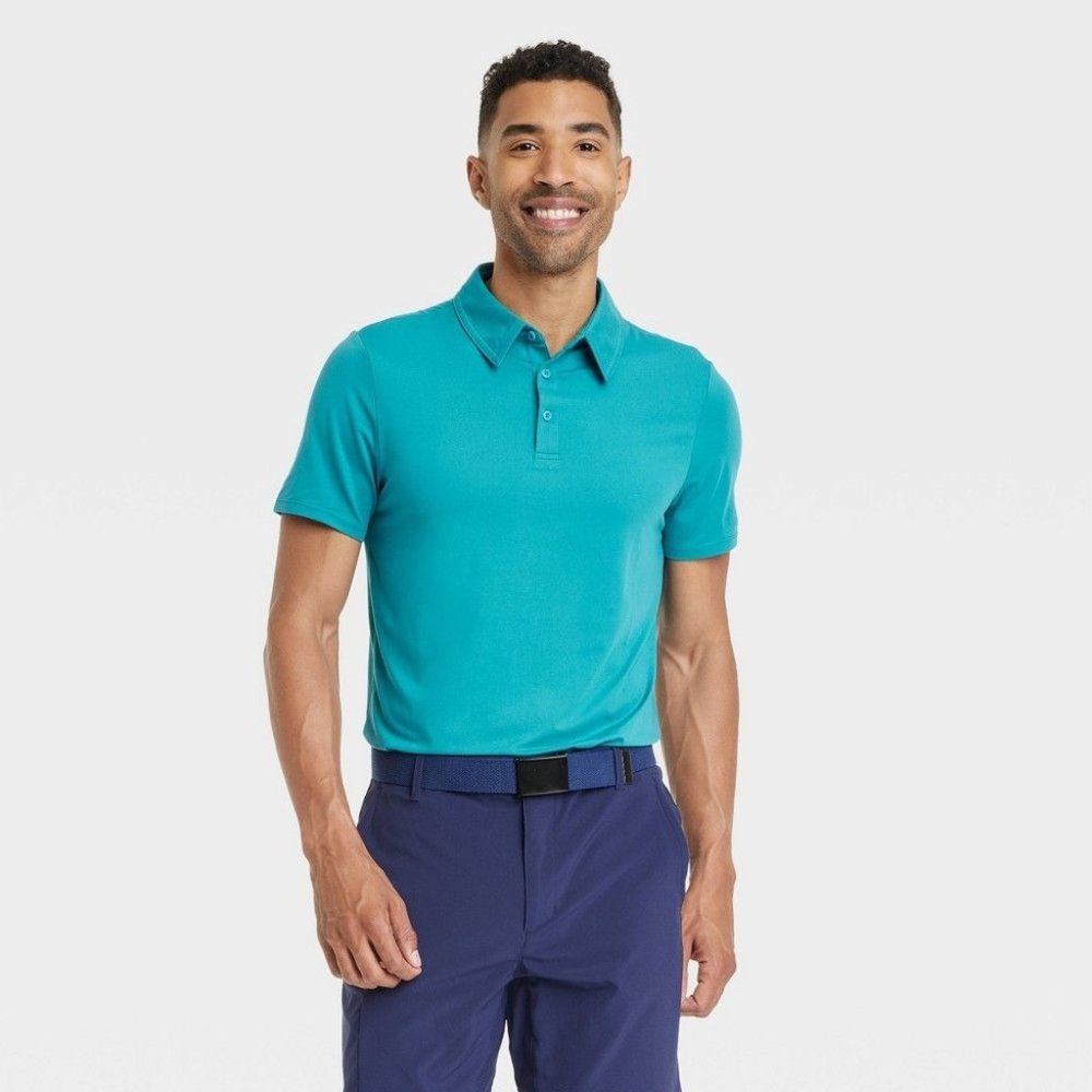 All in Motion Men's Jersey Polo Shirt, Teal,‎ Size S, NWT